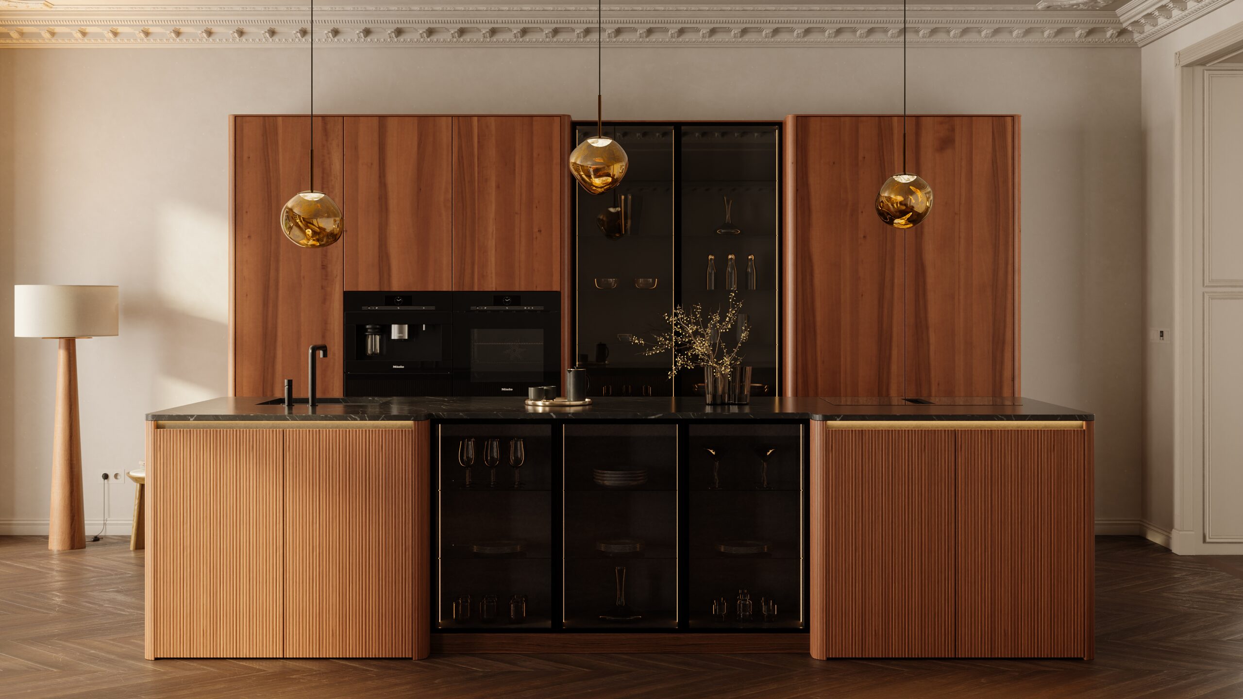 AV6023-GL Кухня Häcker AV6023-GL Elegant Walnut