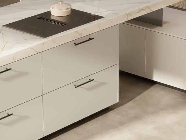 Кухня Häcker AV 5015 Sand Beige / AV 1091 Natural Walnut