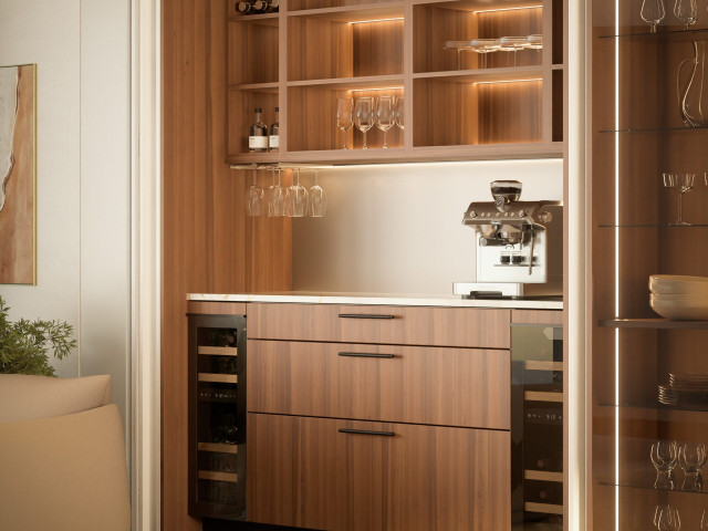 Кухня Häcker AV 5015 Sand Beige / AV 1091 Natural Walnut