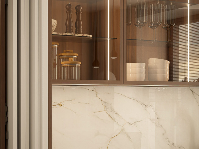 Кухня Häcker AV 5015 Sand Beige / AV 1091 Natural Walnut