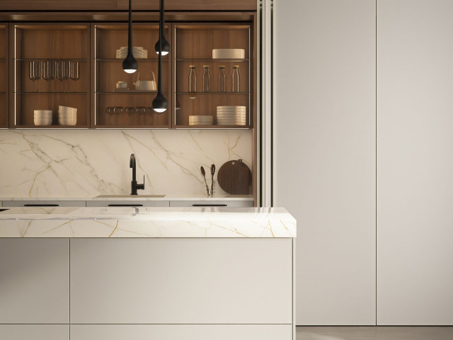 Кухня Häcker AV 5015 Sand Beige / AV 1091 Natural Walnut